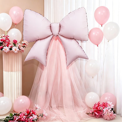 2pcs pink bow balloons princess style theme set, birthday, wedding, anniversary, bachelor party, gender reveal