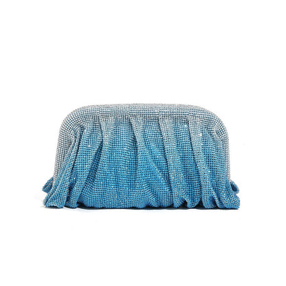 XIYUAN Shinny Ruched Rhinestone Clucth Purse Women Luxury Designer Evening Bags Fashion Party Dinner Handbag Bridal Makeup Bag