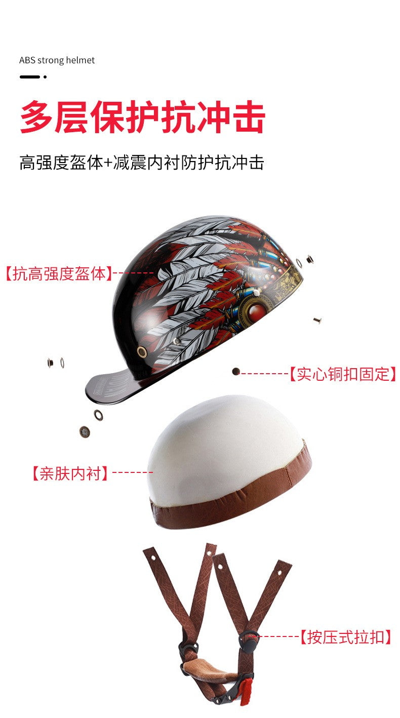 Boné de beisebol com personalidade retrô de gângster para homens e mulheres, capacete de motocicleta, capacete de beisebol, capacete de carro elétrico, meio capacete