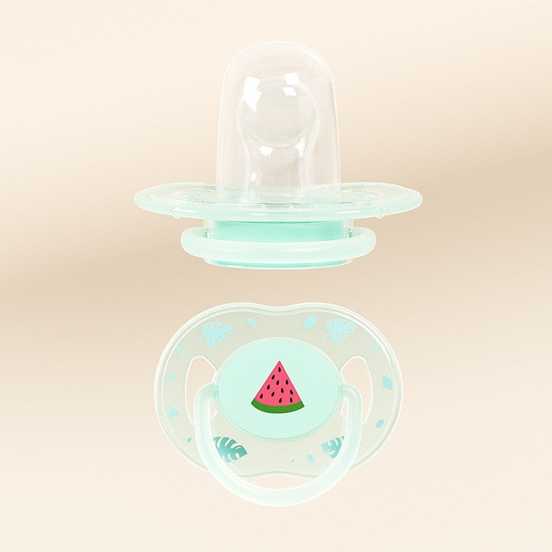 1pc Cute Baby Pacifier Liquid Silicone Nipple Flat Head with Dust-Proof Lid Flower Pattern PP Handle Soother for 3 month above