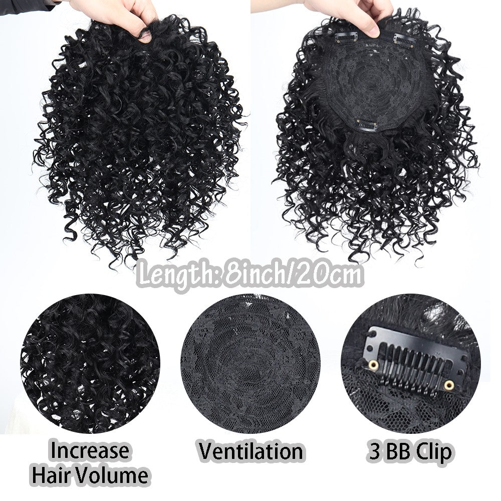Toppers Sintéticos Afros Crespos Cabelo Cacheado Perucas Para Mulheres Negras Com Cabelo Ralo Aumentam O Volume Do Cabelo