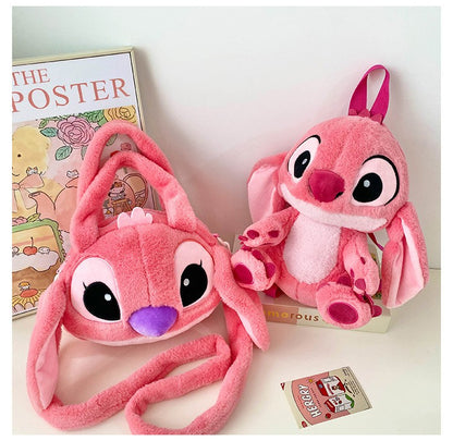 Kawaii Disney Stitch Bag Plush Backpack Bagpack Double Shoulder Crossbody Bag Storage Pouch Plushie Anime Toy Gift for Girls