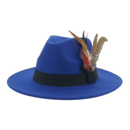 Chapéu Fedora Inverno Feminino Chapéus Masculinos Chapéu de Feltro Pena Luxo Moda Casual Decoração Casamento Homens Mulheres Fedora Chapeau Femme Touca