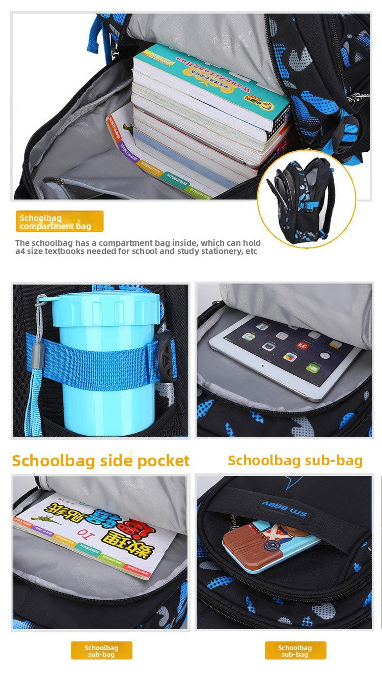 Mochila Escolar Impermeável Leve para Crianças de 6 a 12 Anos Durável Grande Capacidade para Livros Meninos Meninas254