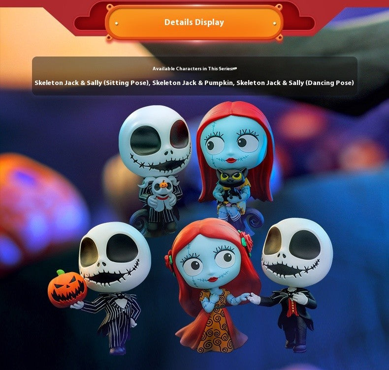 Hot Toys The Nightmare Before Christmas Sally Jack Skellington Cosbaby Mini Action Figure Fashion Cute Halloween Collection Gift