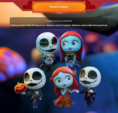 Hot Toys The Nightmare Before Christmas Sally Jack Skellington Cosbaby Mini Action Figure Fashion Cute Halloween Collection Gift