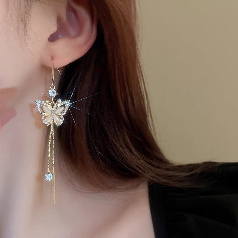 Nova Tendência da Moda Design Único Elegante Delicado Zircônia Borboleta Tassel Brincos Para Mulheres Joias Festa de Casamento Presentes Premium