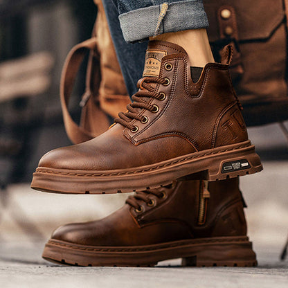 Boot Men'S Velvet Warm And Wear Thick Soled Classic And Fashionable Lace Up Ankle Boots Boots Men Wide Width Zapatos De Hombre