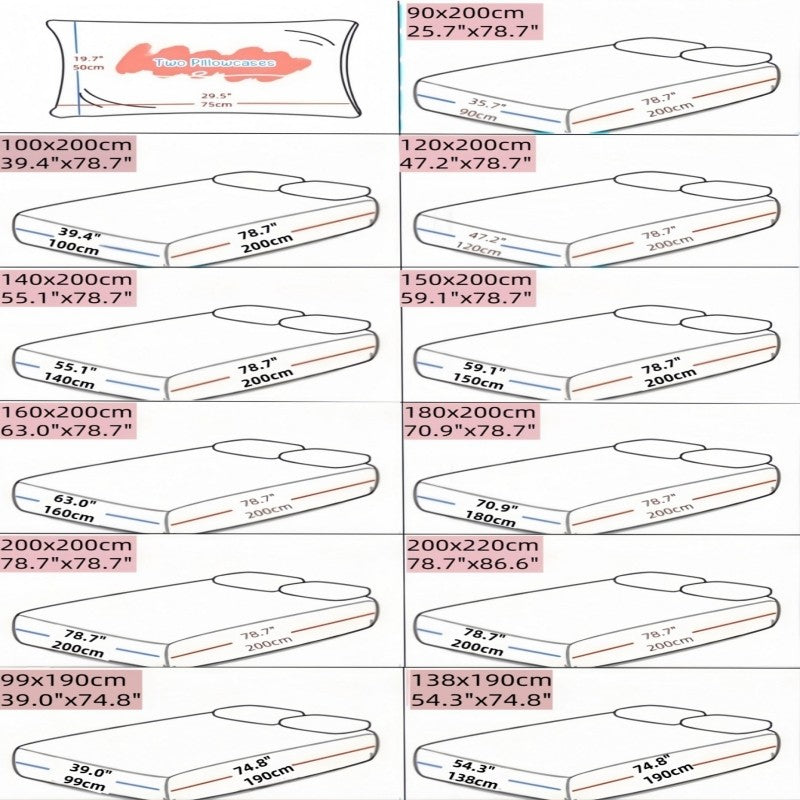 3pcs Love Print ultra-fine fiber Fitted Bed Sheet Pillowcase Set Skin Friendly Breathable Queen size bed sheet Mattress Cover