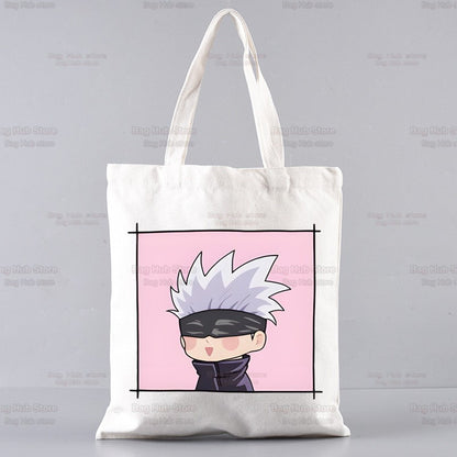 Jujutsu Kaisen Cartoon Shopping Bag Ryomen Sukuna Itadori Yuji Bolsas De Tela Shopper Okkotsu Yuta Gojo Satoru Shopping Jute Bag