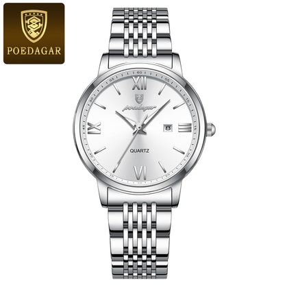 POEDAGAR New Luxury Woman Watch Waterproof Luminous Date Ladies Watch High Quality Stainless Steel Simple Women's Quartz Watches