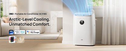 Dreo Ar Condicionado Portátil, 8000 BTU ASHRAE (5000 BTU DOE) Unidade de AC Inteligente para Quarto com Resfriamento sem Drenagem, AC318S