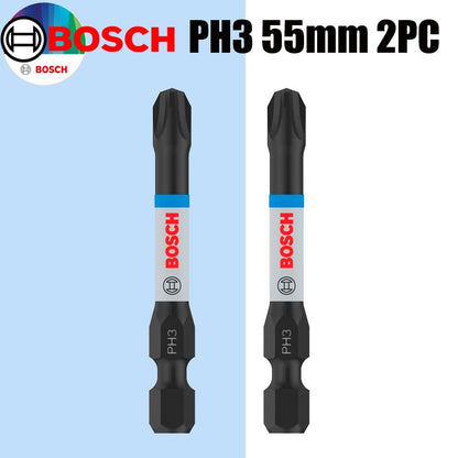 Pontas de chave de fenda de impacto BOSCH PH/PZ 55mm Aço modificado S2 Processo de tratamento térmico Ferramentas de fixação de alta durabilidade