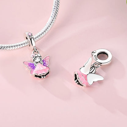 Pingente Charm Libélula Tema Primavera Prata Esterlina 925 Borboleta Flor Pendente Compatível com Bracelete Colar Joias DIY