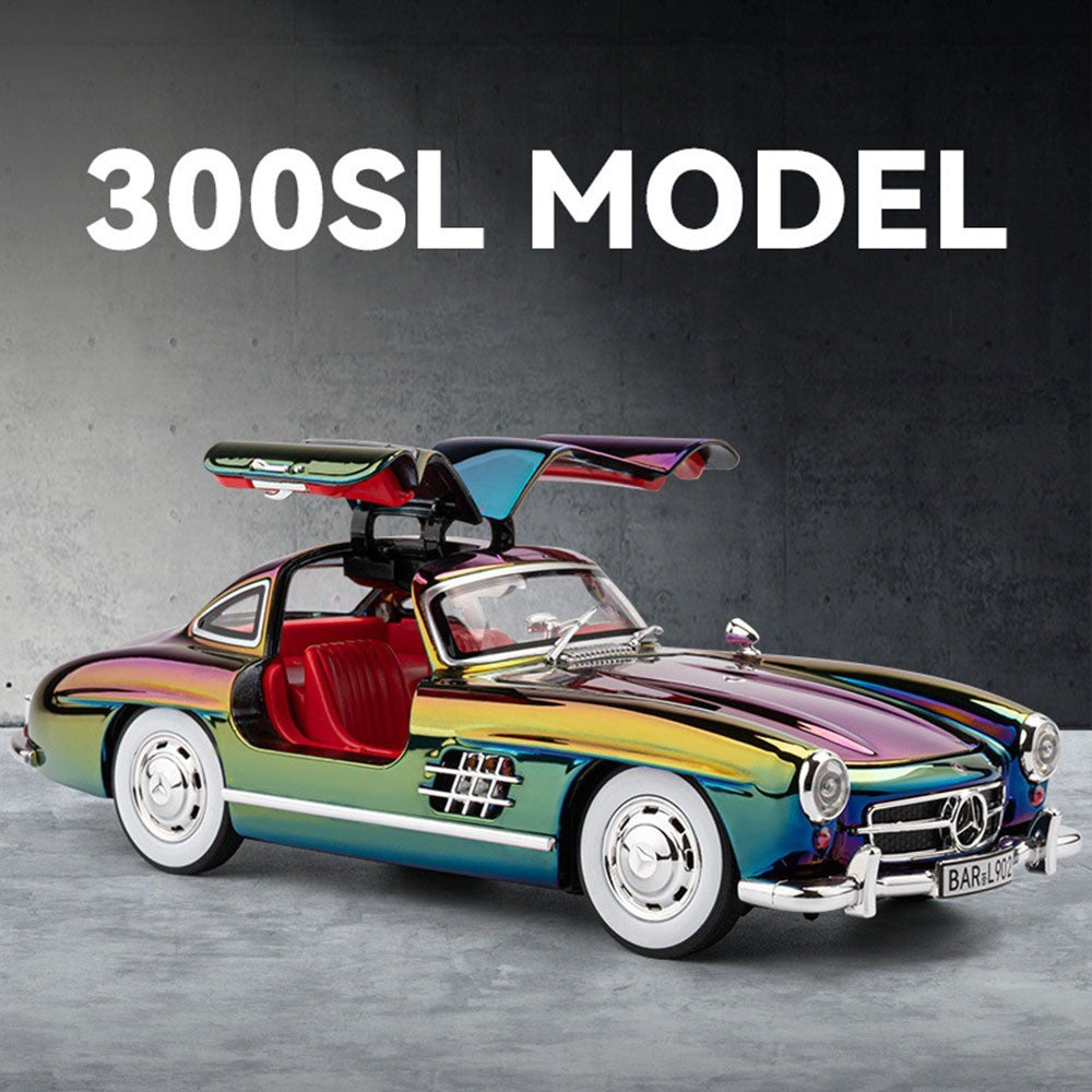 1:24 Visão GT 300SL Carro Esportivo Modelo Liga Fundida Brinquedos Som Luz Puxar para Trás Portas Abertas Veículos Miniatura Presentes para Crianças