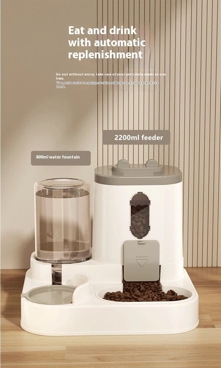 Conjunto Comedouro e Bebedouro Automático para Cães e Gatos: Design por Gravidade, À Prova de Vazamento, À Prova de Derrame, Antiderrapante, Fácil de Limpar, Tigela de Comida Embutida