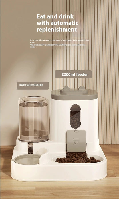 Conjunto Comedouro e Bebedouro Automático para Cães e Gatos: Design por Gravidade, À Prova de Vazamento, À Prova de Derrame, Antiderrapante, Fácil de Limpar, Tigela de Comida Embutida
