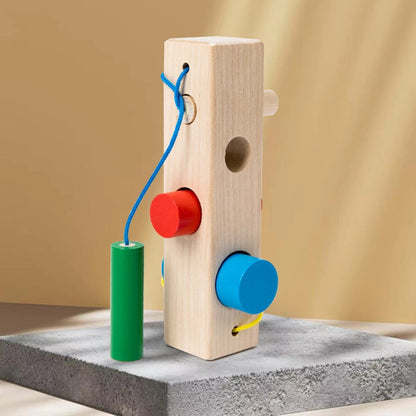 Conjunto de Colunas para Bebês e Crianças Pequenas, Blocos de Construção de Posicionamento, Cordas de Correspondência, Exercício para Bebês, Habilidade de Coordenação Olho-Mão, Brinquedos Educacionais de Madeira para Iluminação da Educação Infantil