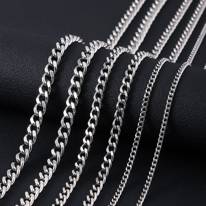 Colares Cubanos Básicos Punk de Aço Inoxidável 3,5,7mm para Homens e Mulheres Corrente de Elo Cor de Ouro Preto Gargantilhas Joias de Metal Sólido