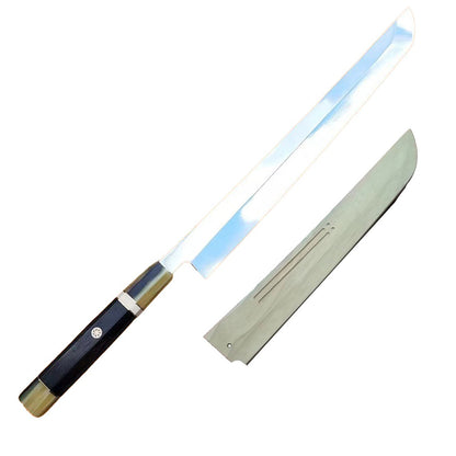 Faca de Sashimi Fio Único Sakimaru Cutelo de Chef Tynny para Fatiar Sushi Presunto Lâmina de Aço 10Cr15MoV Facas de Cozinha Feitas à Mão Messer