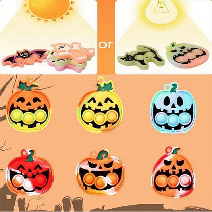 6-24PCS Halloween Mini Silicone Decompression KeychainPumpkin Bubble Backpack Pendant Push Keychains Sensory Toy Halloween Gift