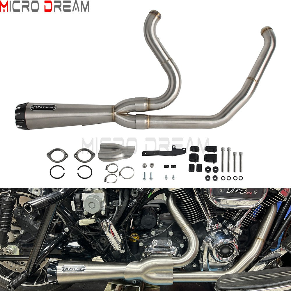 2 into 1 Motorcycle Engine System Pipe Slip on Exhaust Mufflers For Harley Street Glide ST FLHXST EFI FLHX Special FLHXS 2017-25