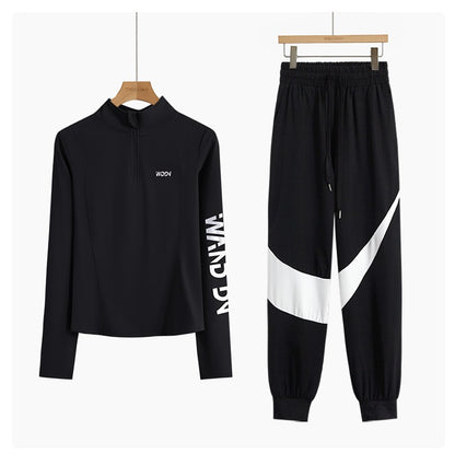 DRUR Yoga Set for Women 2 Piece Lightweight Loose Fit Sportswear Outfits Breathable Tops Pants Suit Running Clothes Autumn New