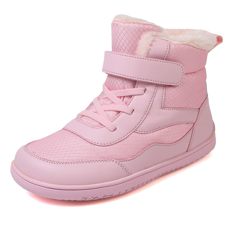 New Children's wide toe barefoot snow boots Little/Big/Kid Wide Toe Minimalist Sneakers Girls waterproof high-top cotton shoes