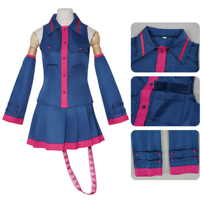 Anime Kasane Teto Cosplay Fashion Uniform Costume Wig Vtuber Teto Blue Dress Suit For Women Halloween Party Formula Uniform Sui