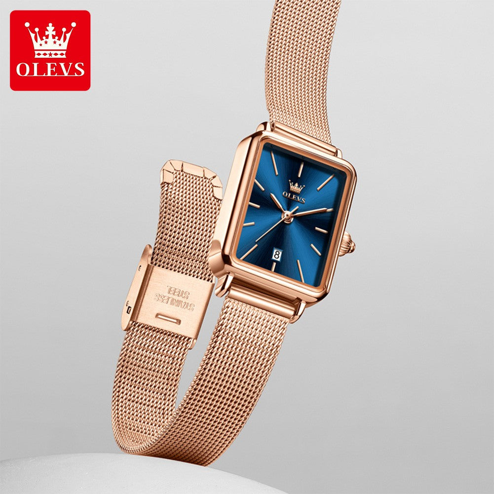 OLEVS Ultra Thin 8mm Women's Watches With Gift Box Fashion Elegant Rose Gold Mesh Steel Strap Luxury Quartz Watch for Woman 3692