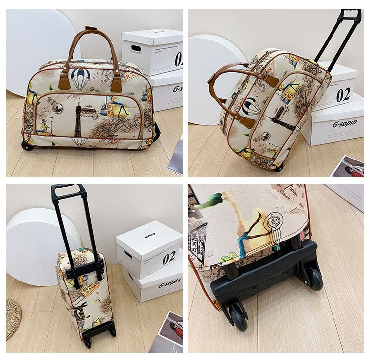 Mala de Viagem com Rodas de Grande Capacidade, em Tecido Oxford Resistente à Água, com Alça Telescópica e Leve