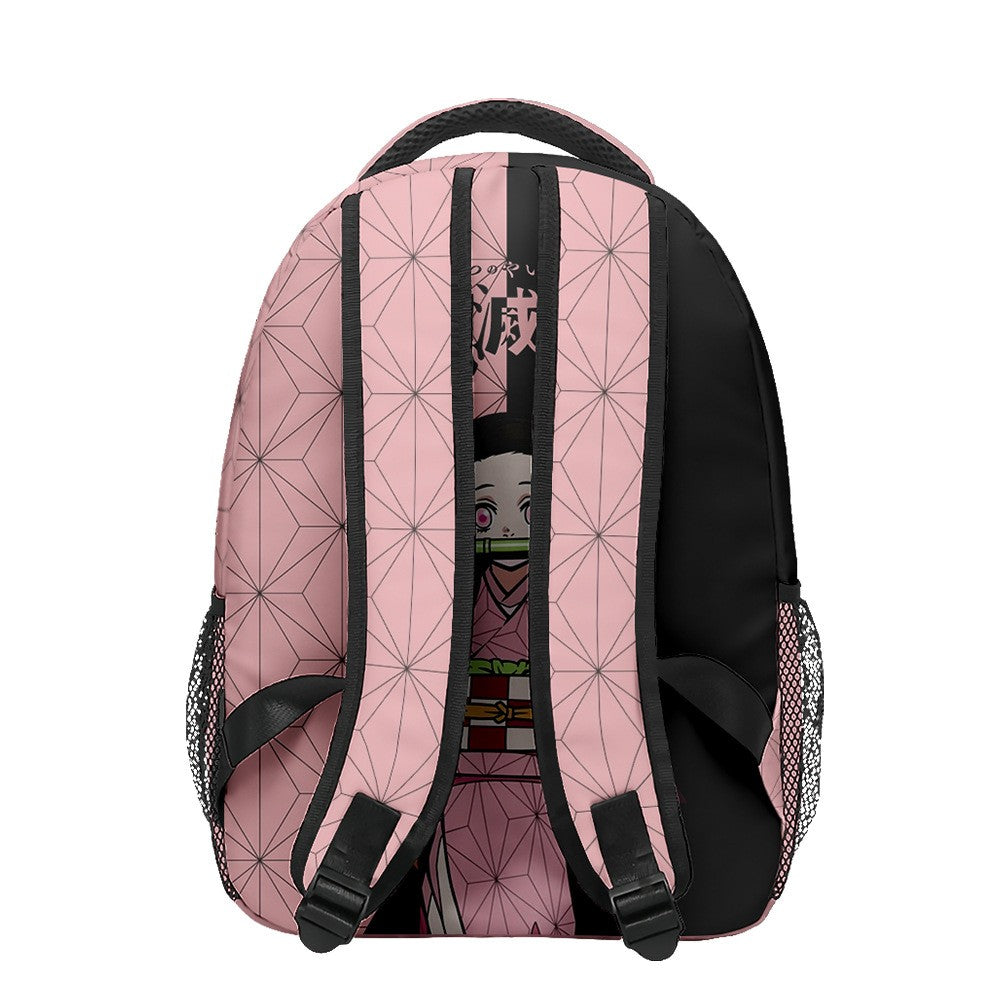 Anime Demon Slayer Tanjiro Nezuko 3D Printed Backpack for College Students Large School Bag 15 Inch Laptop Bag Middle School