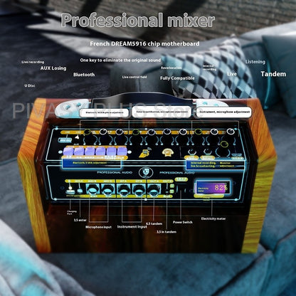 Caixa de Som Portátil 120W Bluetooth 5.0 Alto-falante Bateria 5000mAh Áudio de 3 Vias Para Canto ao Ar Livre Karaokê Guitarra DJ