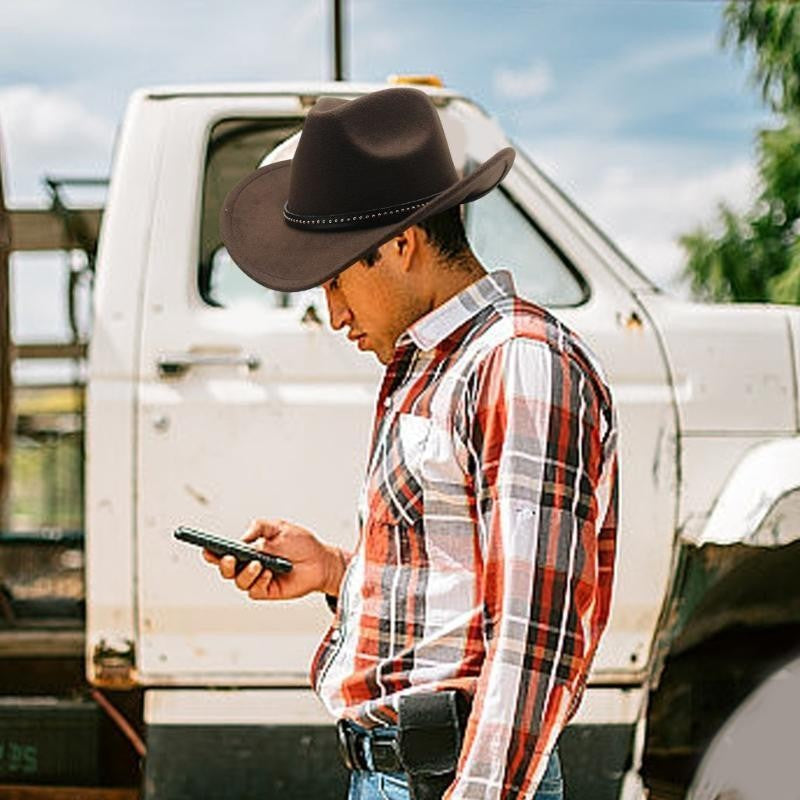 L5YA Elegant Homburg Hat with Unique Ethnic Band Flat Wide Brimmed Hat Surprise Gifts Headwear for Vacation Photo Props