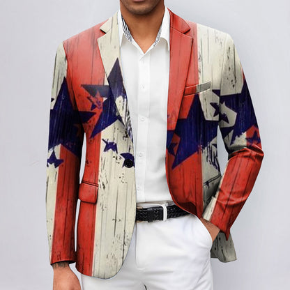 One Button Jacquard Suit Men'S Clothing Fashion Independence Day 3d Digital Printed Suit Jacket Light Business Suit Jacket