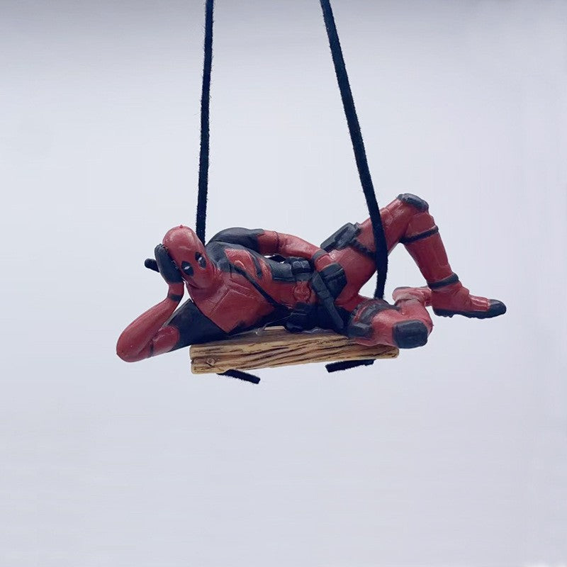 Deadpool Action Figures Ornaments Marvels Anime Car Rearview Mirror Pendant Bedroom Model Doll Hangings Decor Home Classic Toys