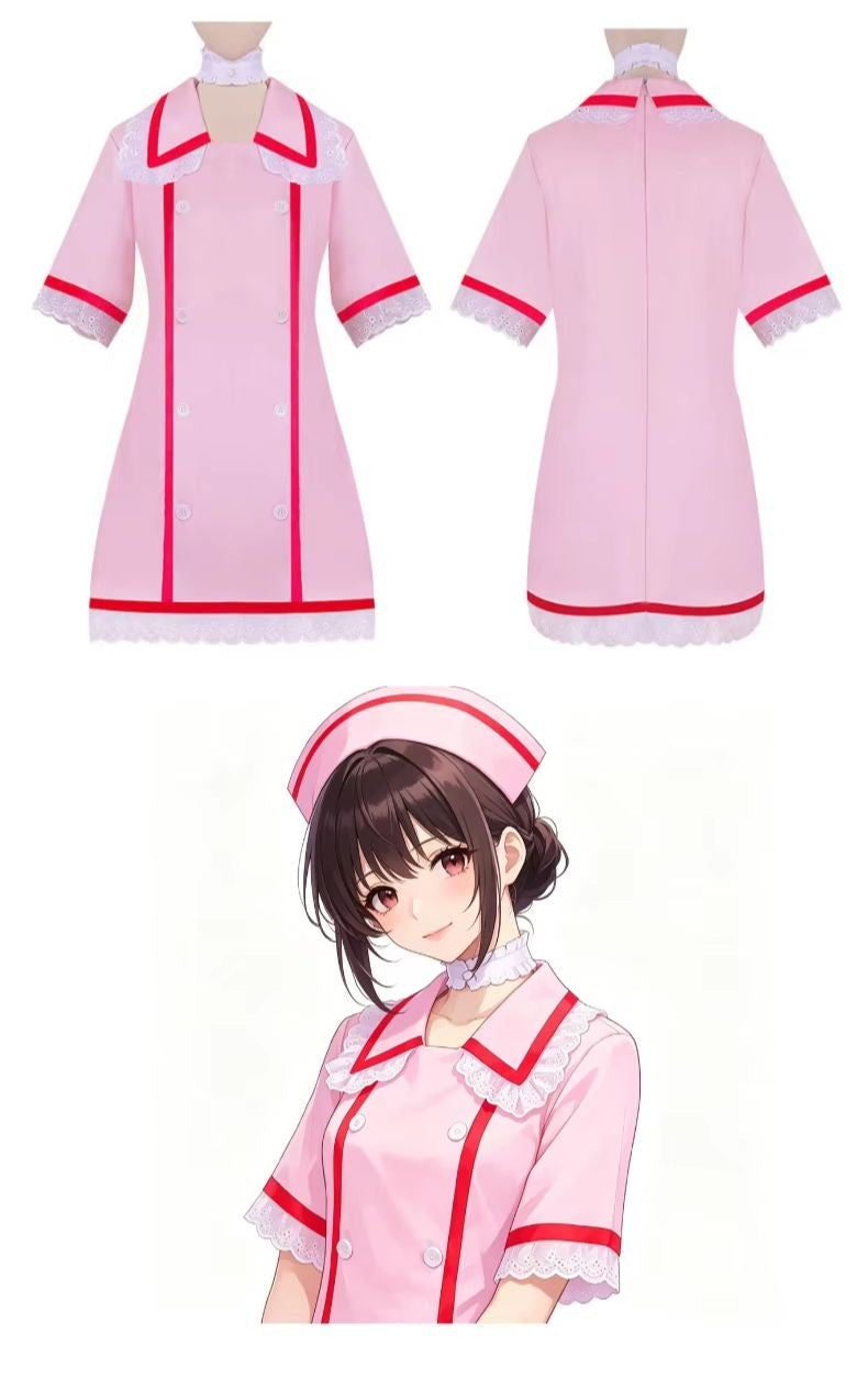 Virtual anchor Kasane Teto, doctor role-playing costume set, pink nurse uniform, Halloween party, virtual singer costume