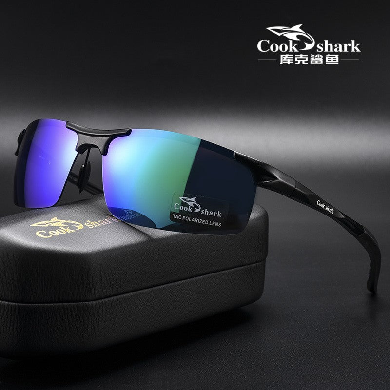 Óculos de sol Cook Shark, novos, de alumínio e magnésio, masculinos, HD polarizados, para dirigir, lentes coloridas, moda.