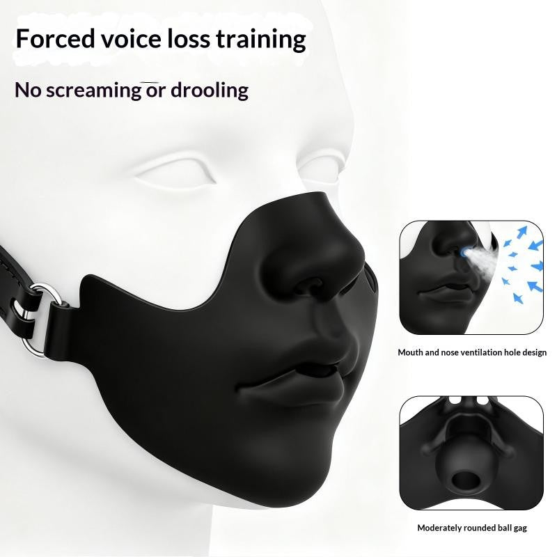 1Pc Black Resin Half Face Mask With Adjustable Buckle Strap And Realistic Human Face Design For Halloween Cosplay Costume Party