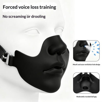 1Pc Black Resin Half Face Mask With Adjustable Buckle Strap And Realistic Human Face Design For Halloween Cosplay Costume Party