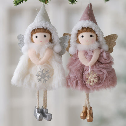 2Pcs New Christmas Cute Plush Angel Doll Pendant Lovely Boys Girls Xmas Tree Hanging Decoration Merry Christmas Party Ornaments