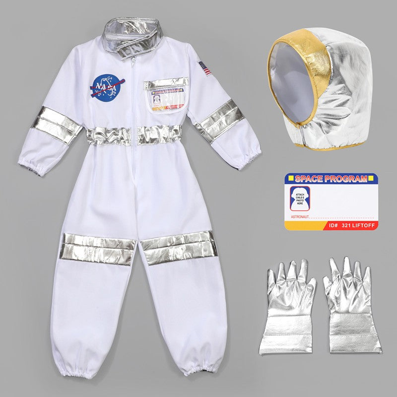 Child Spaceman Costume Halloween Party Outfit with Cap Astronaut Role Play Costume for Kids Boys & Girls Carnival Party