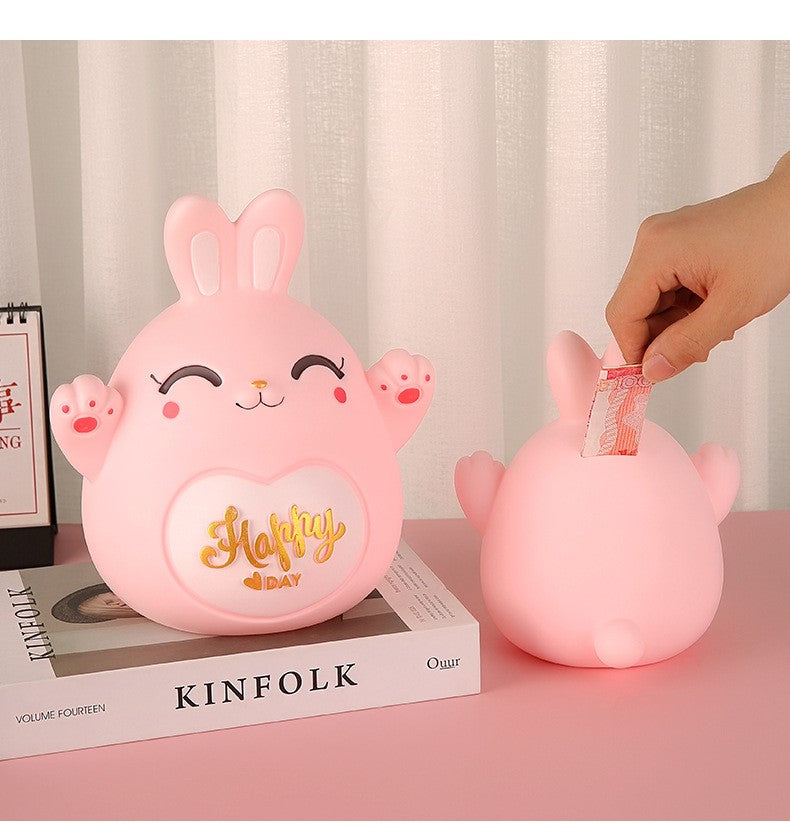 Cartoon Rabbit Piggy Bank Home Living Room Bedroom Ornament Children's Gift Vinyl Anti-fall Piggy Bank Home Accessories