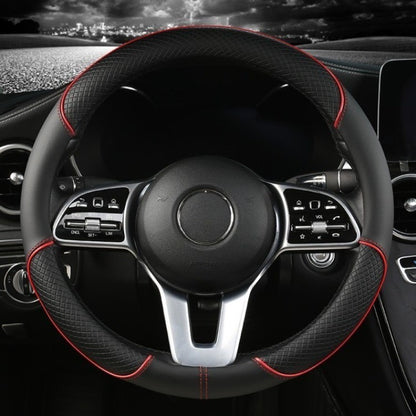 Capa de Volante de Couro All Seasons Diamond Ajuste Universal para 14,5-15 polegadas Capa de Couro Durável Design com Veias Antiderrapantes