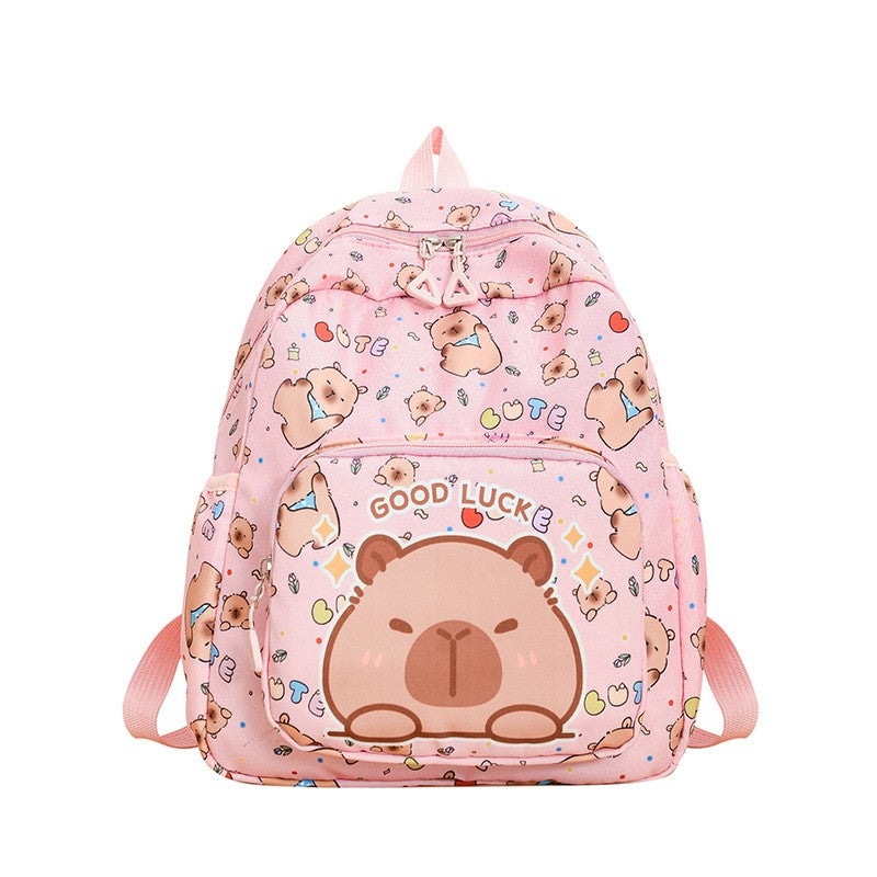 Capibara Print Backpacks Large Capacity Back To School Unisex Fashionable Cute Children's Bags For Kids Gift