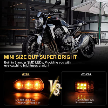 Luzes de Seta LED Mini Moto 8mm Lâmpada Indicadora de Moto 12V Acessórios de Lâmpada de Seta Intermitente Âmbar
