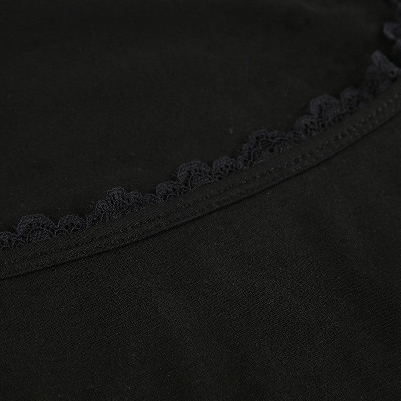 2000s Graphic T Shirt Vintage Fairy Grunge Women Autumn Lace Trim Long Sleeve Slim Fits Tops y2k Clothes Basic Harajuku Tees