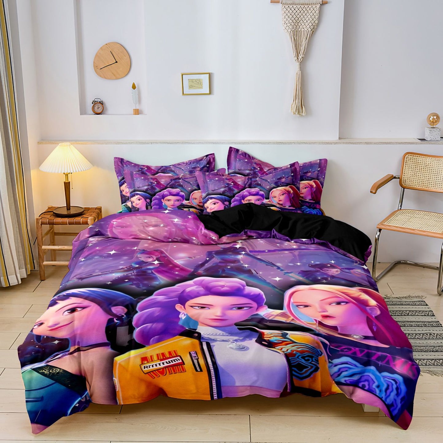 Kpop Demon Hunters Huntrix Bedding Set Single Twin Full Queen King Size Bed Set Adult Bedroom Sets Anime BedDuvet Cover
