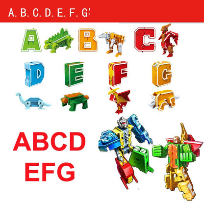 26 GUDI Inglês Carta Alfabeto Transformação Robô Dinossauro Deformação Animal Figura de Ação Aprenda A-Z Conjunto de Brinquedos