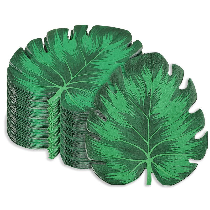 20-100Pcs Bulk Tropical Jungle Leaf Paper Napkin for Hawaiian Summer Beach Birthday Party Table Decoration Wedding Supplies